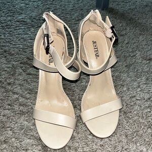justfab beige heels